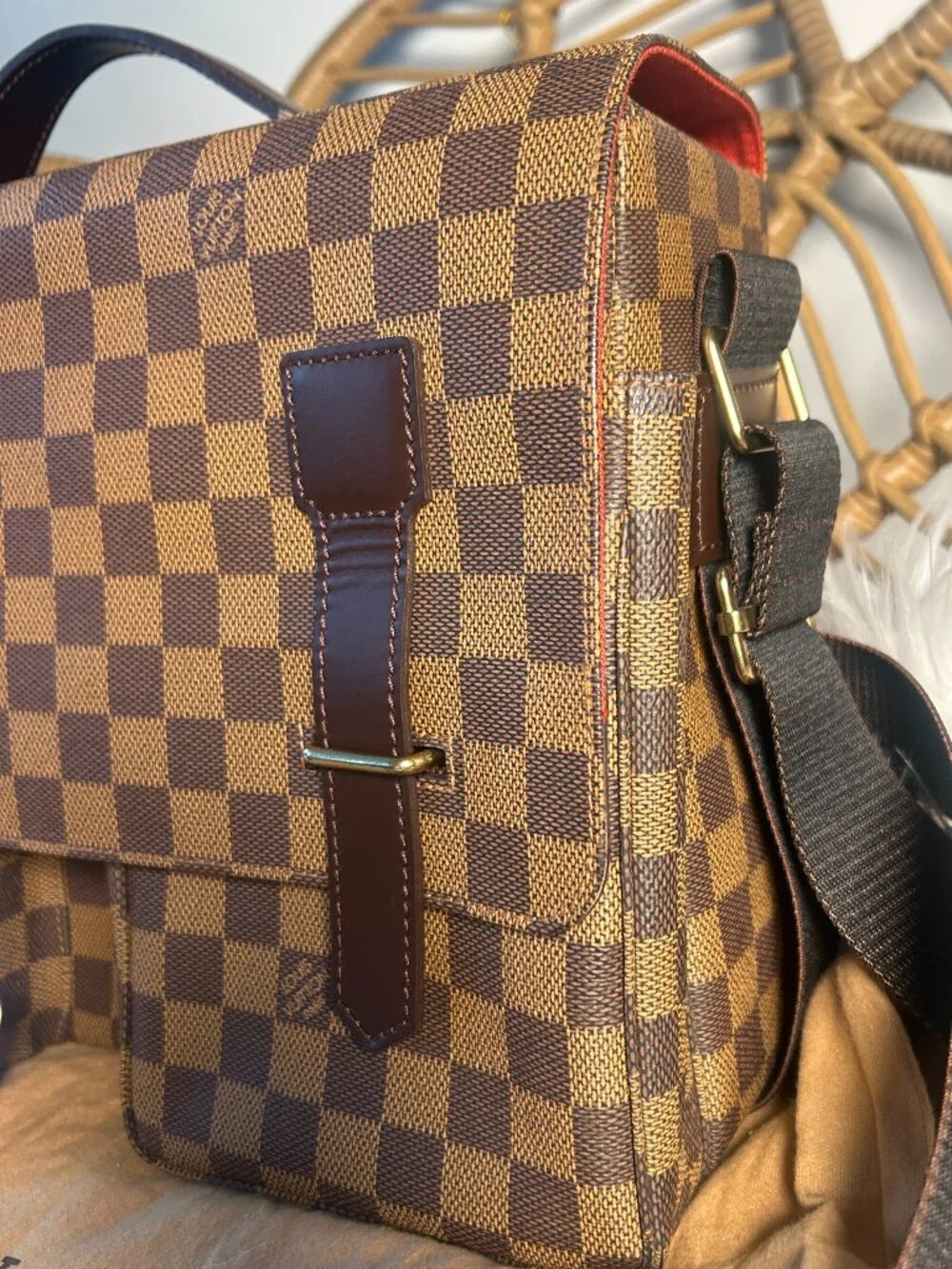 Louis Vuitton Broadway Bag in Damier Ebene & dust bag